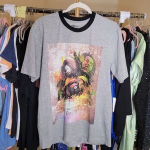 Bob Marley Gray Graphic T-Shirt with Colorful Print Size M Unisex